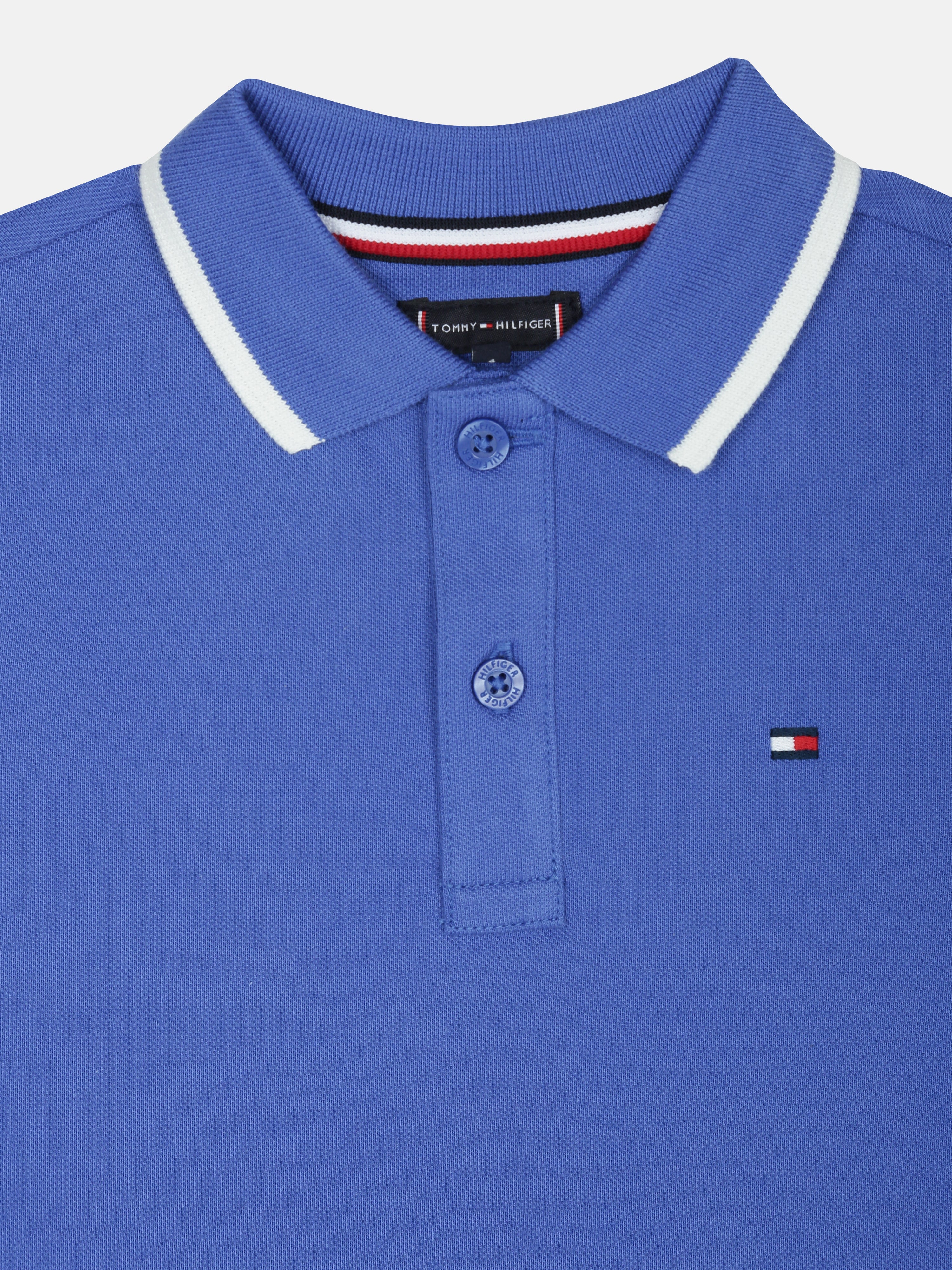 Boys Blue Graphic Cotton Polo Knit Top Regular Fit