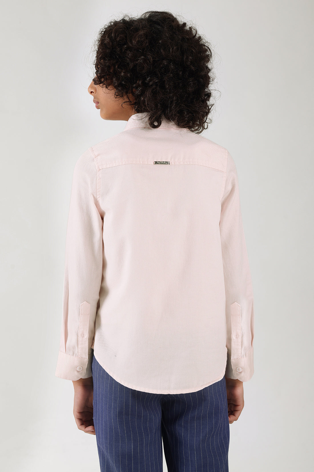 Boys Pink Regular Fit Cotton Shirt