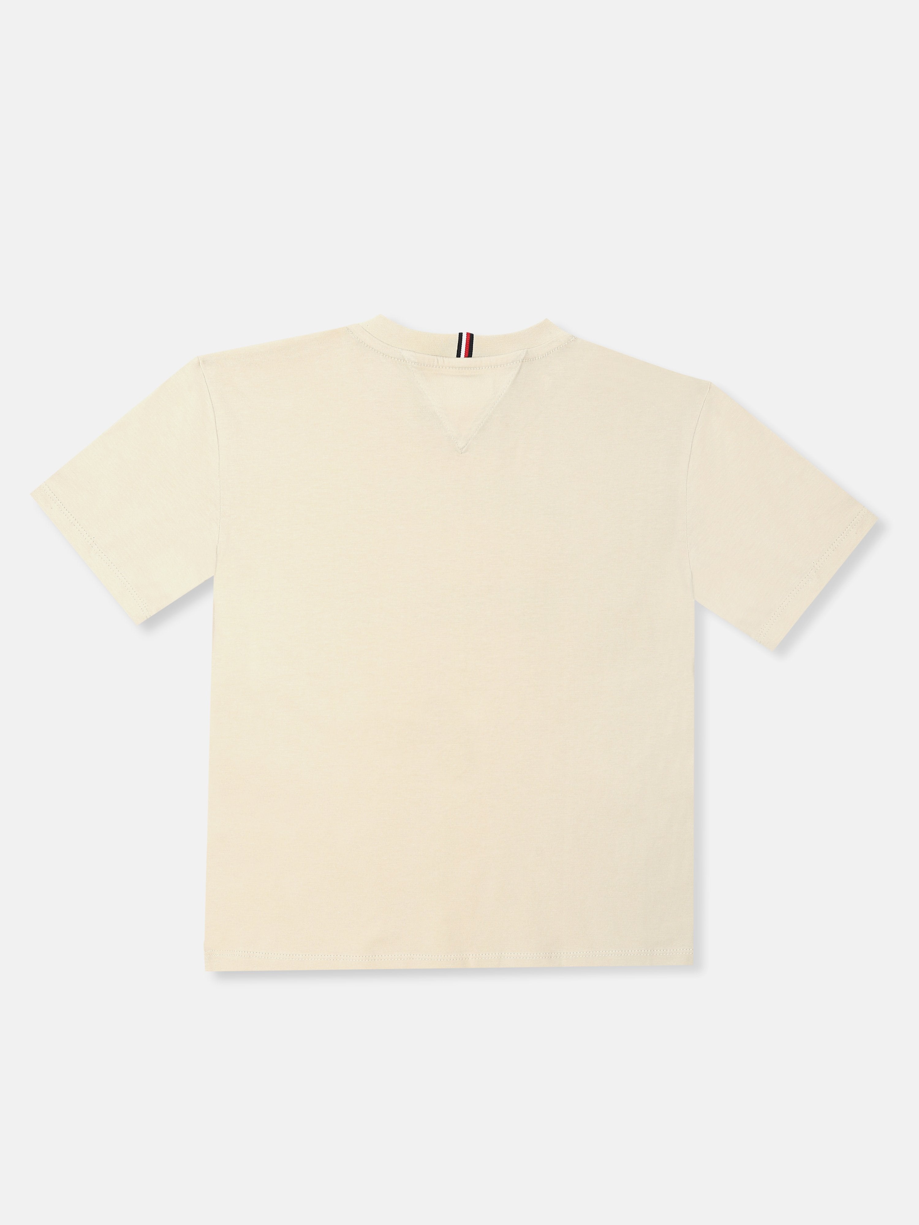 Logo Beige Regenerative Cotton T-Shirt for Boys