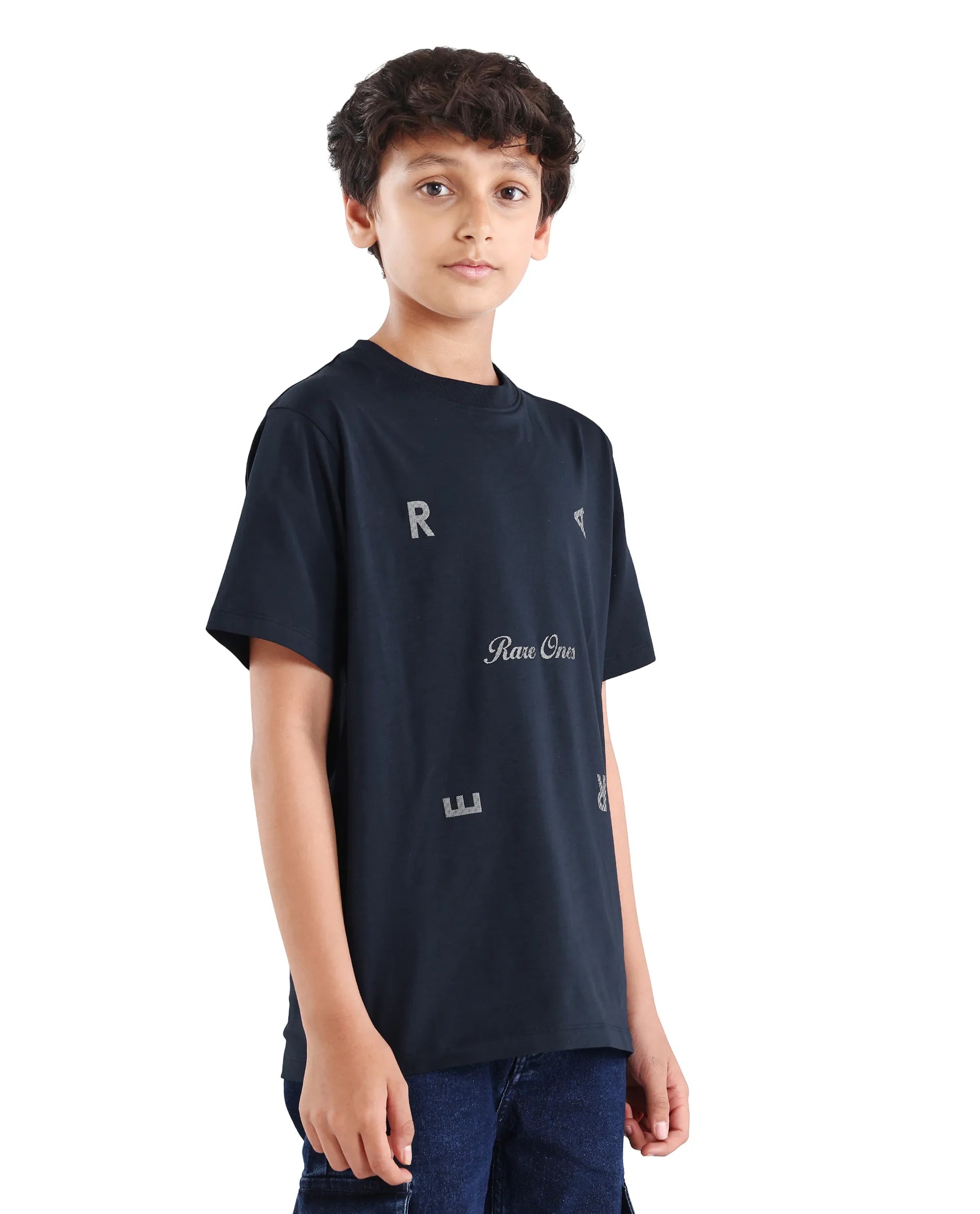 Rare Ones Boys Dark Navy Badge Applique Regular Fit T-Shirt