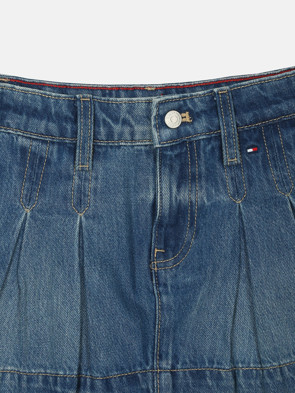 Girls Regular Fit Solid Mid Rise Skirt Denim Dark Vintage