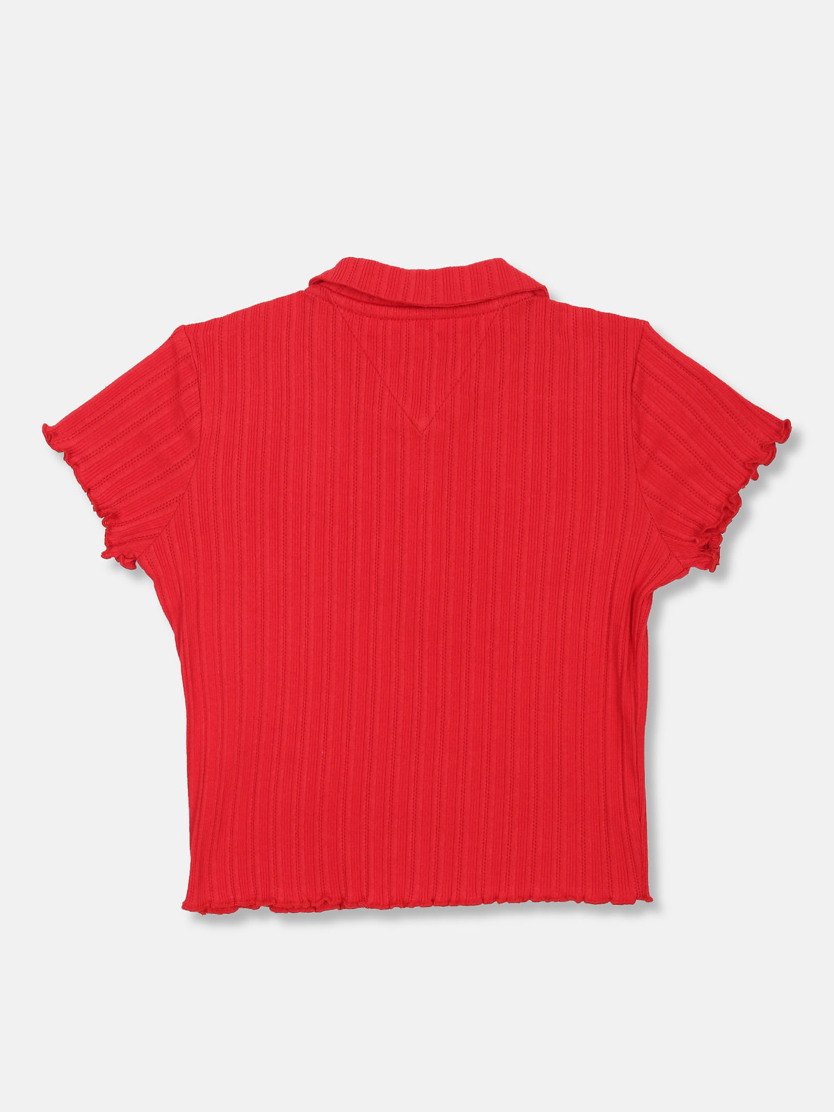 Textured Polo T-Shirt for Girls Red