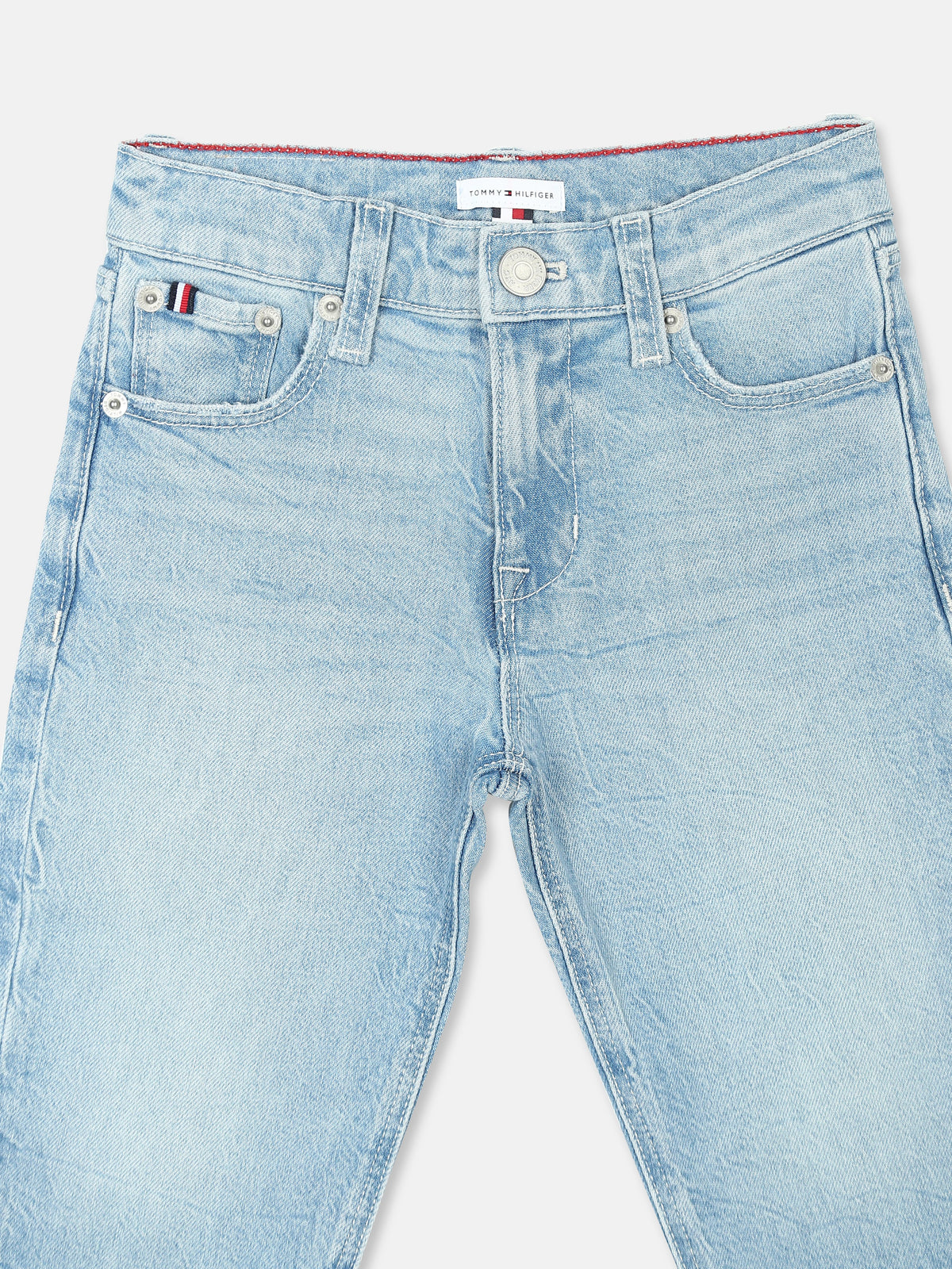 Light Wash Blue Cotton Blend Regular Fit Jeans for Boys