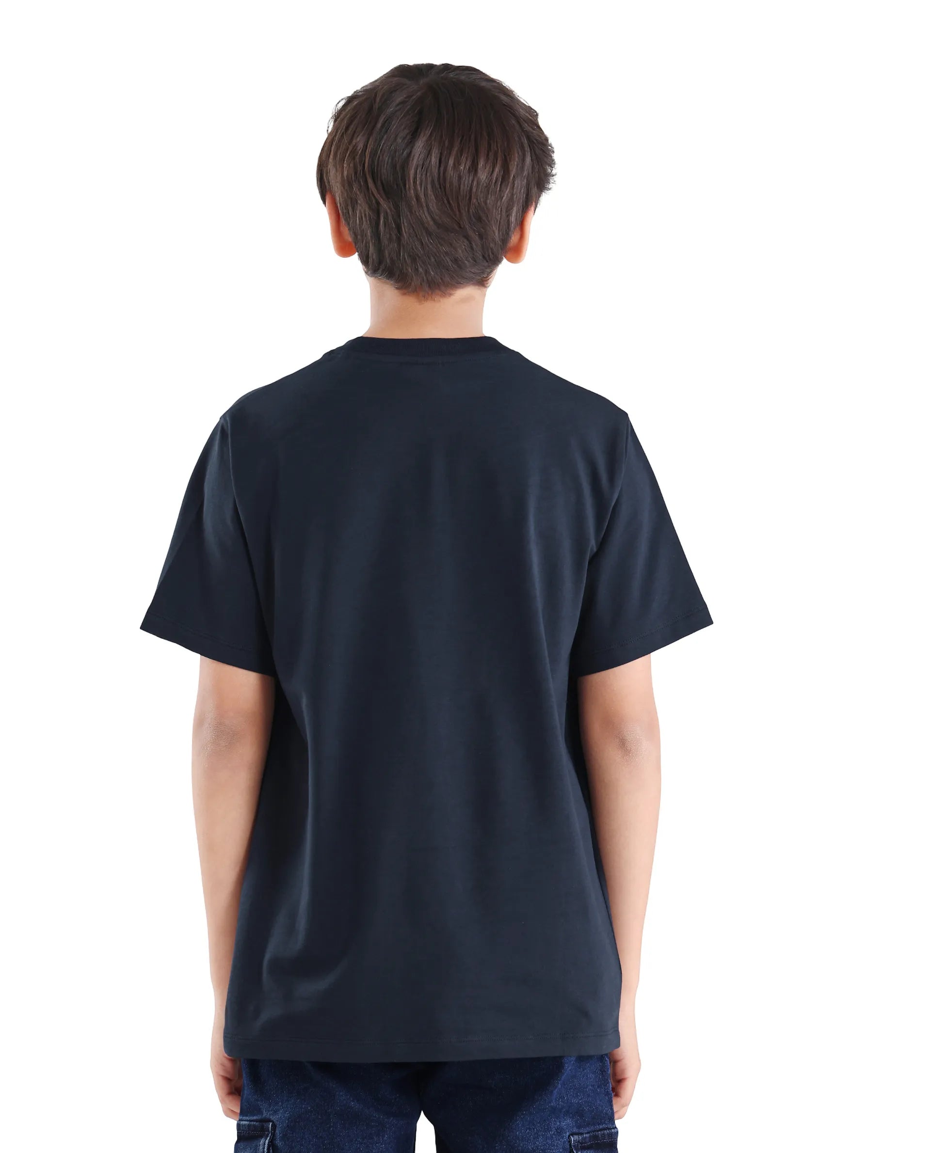 Rare Ones Boys Dark Navy Badge Applique Regular Fit T-Shirt