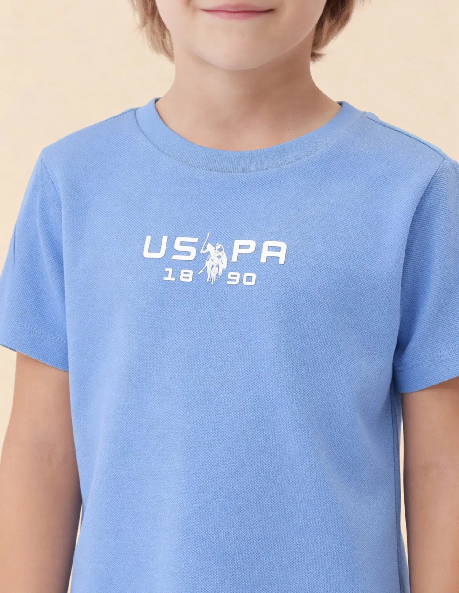 Boys Blue Cotton Solid Regular Fit T-Shirt