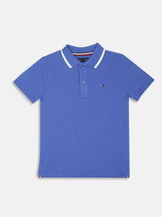 Boys Blue Graphic Detail Polo Knit T-Shirt