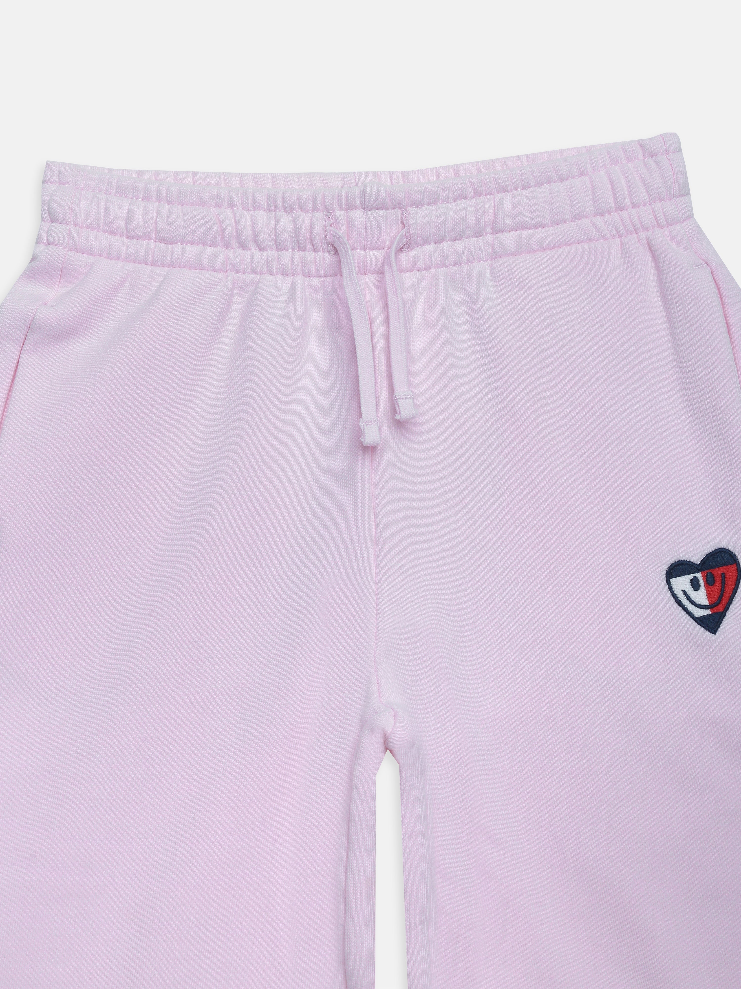 Girls Pink Cotton Blend Knit Casual Pants with Drawstring