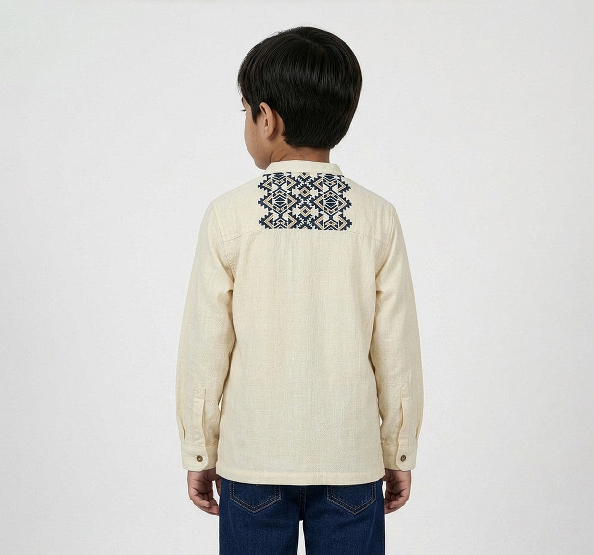 Full Sleeves Shirt Withembroidery Beige