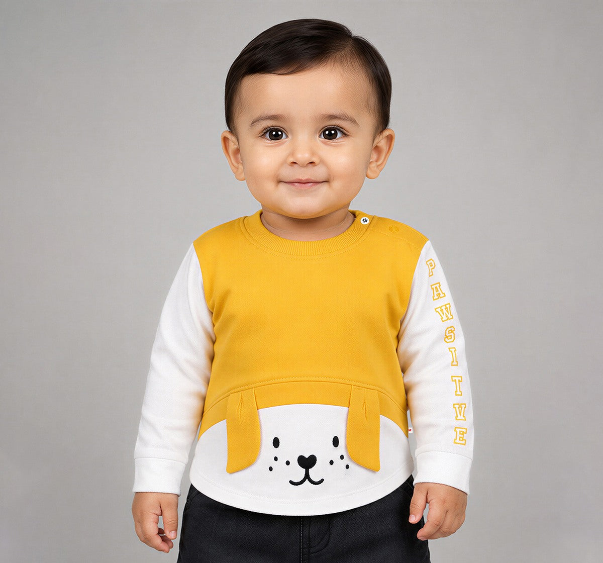 Mock Layered Sweatshirt with 3D Detail Yellow