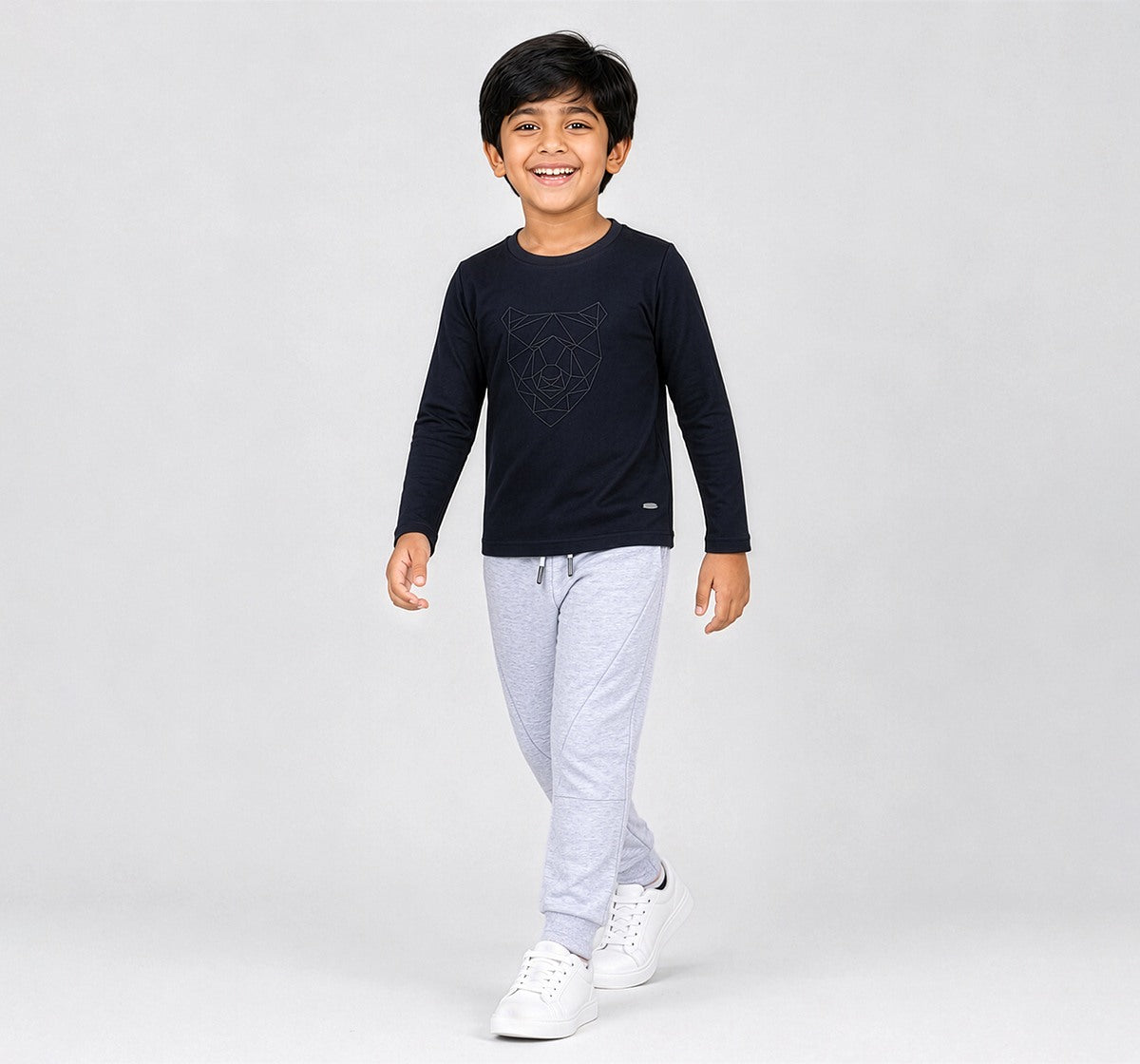 Knit Jogger with Cut and Sew Detail Grey