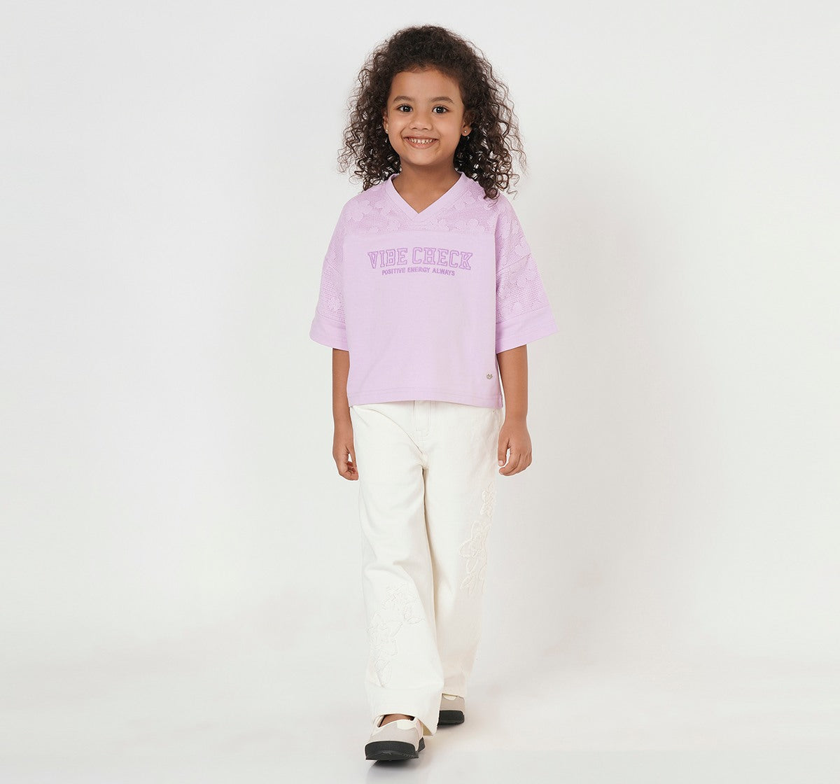 T Shirt with Lace Panels Lilac