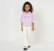 T Shirt with Lace Panels Lilac