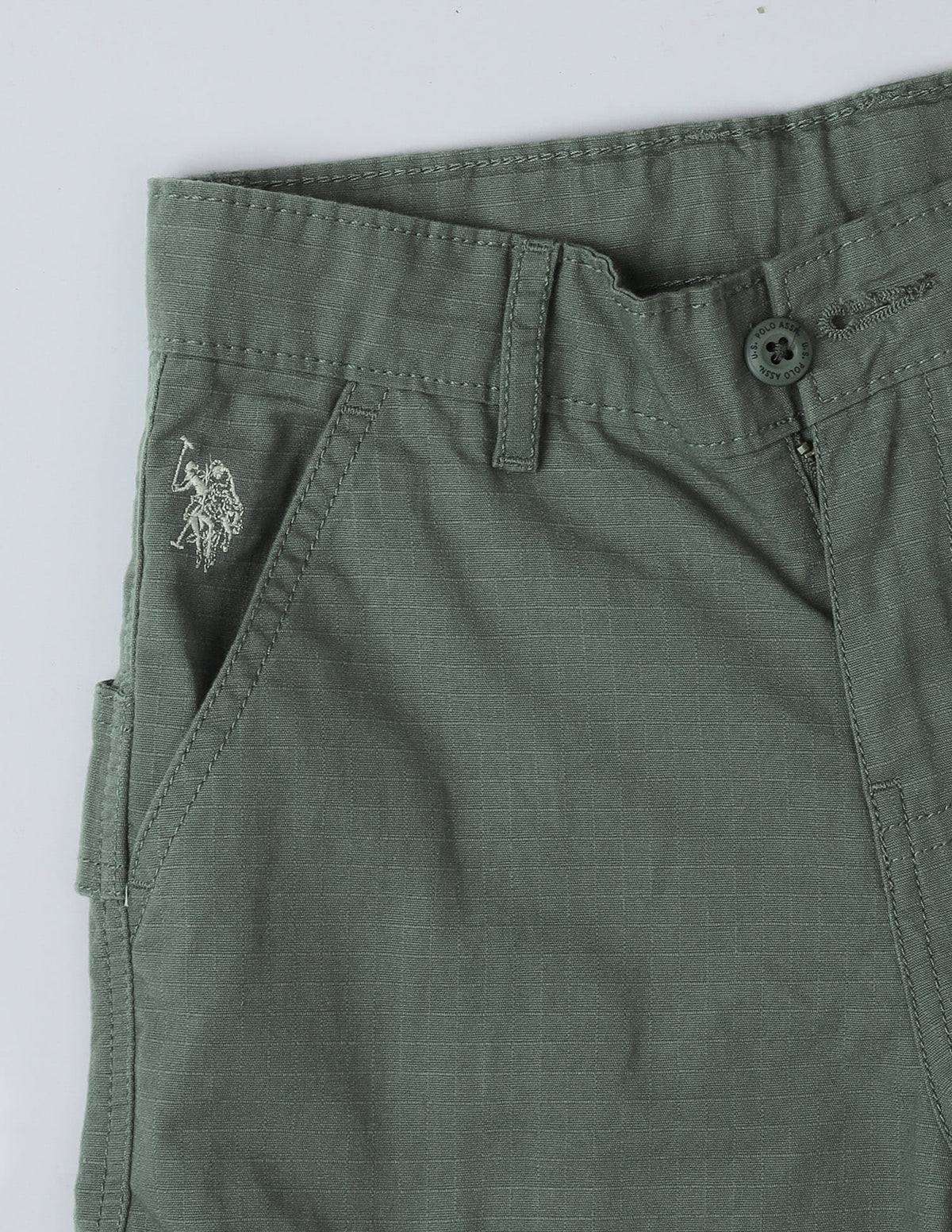 Boys Green Cotton Relaxed Fit Cargo Trousers