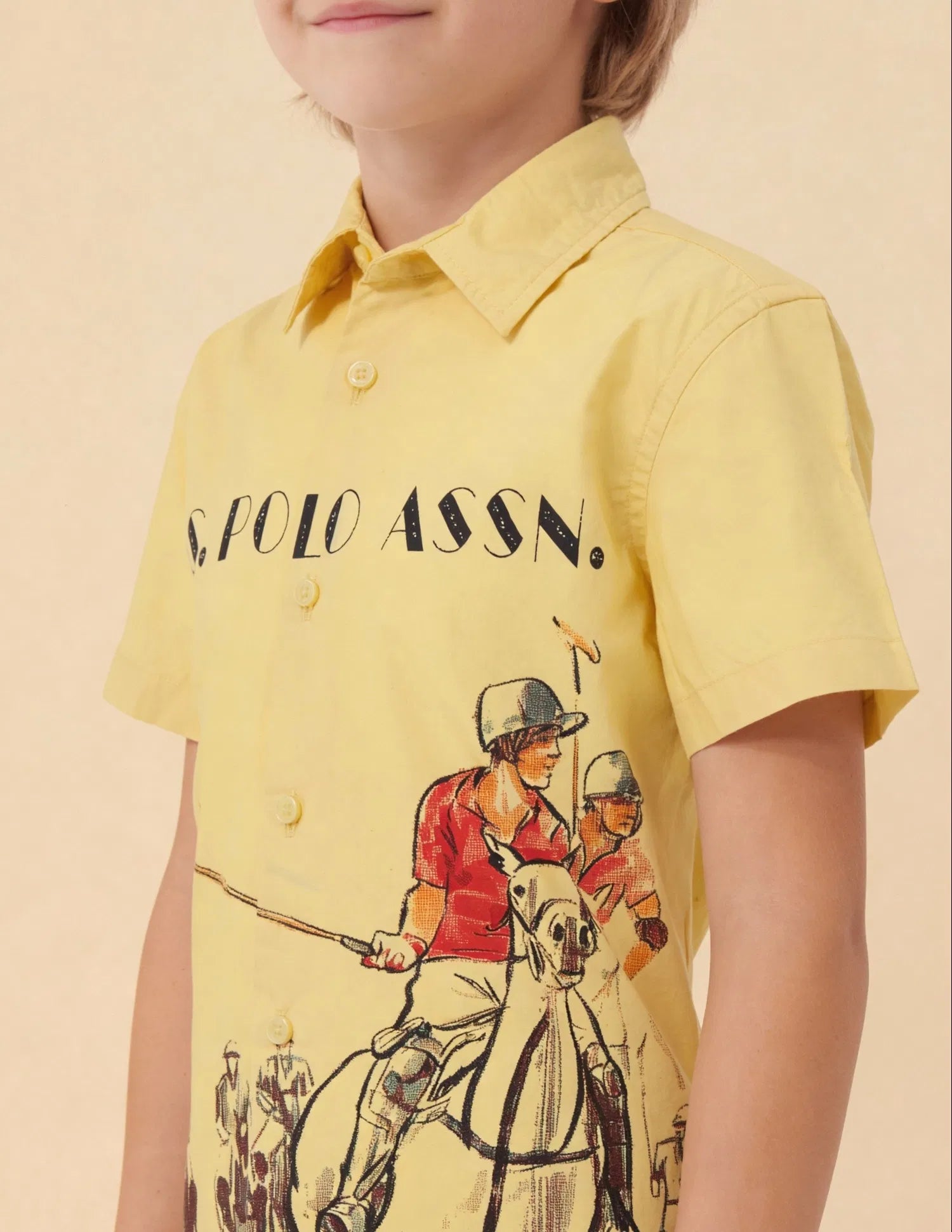 Boys Yellow Graphic Printed Cotton Shirt – Regular Fit