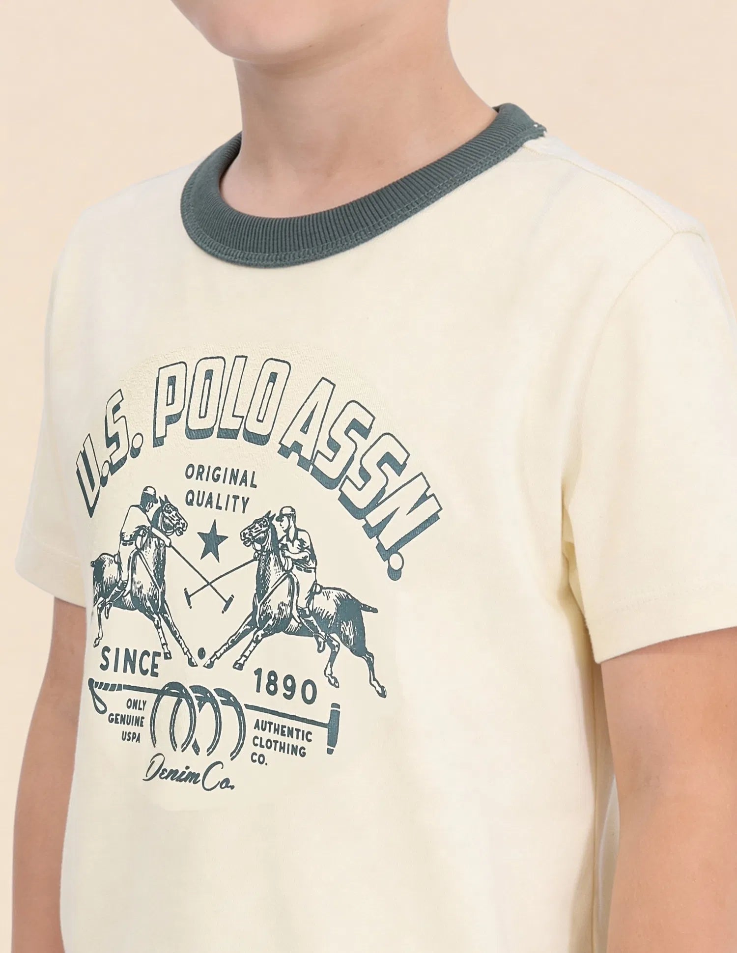 Boys Off White Graphic Printed Cotton T-Shirt – Regular Fit