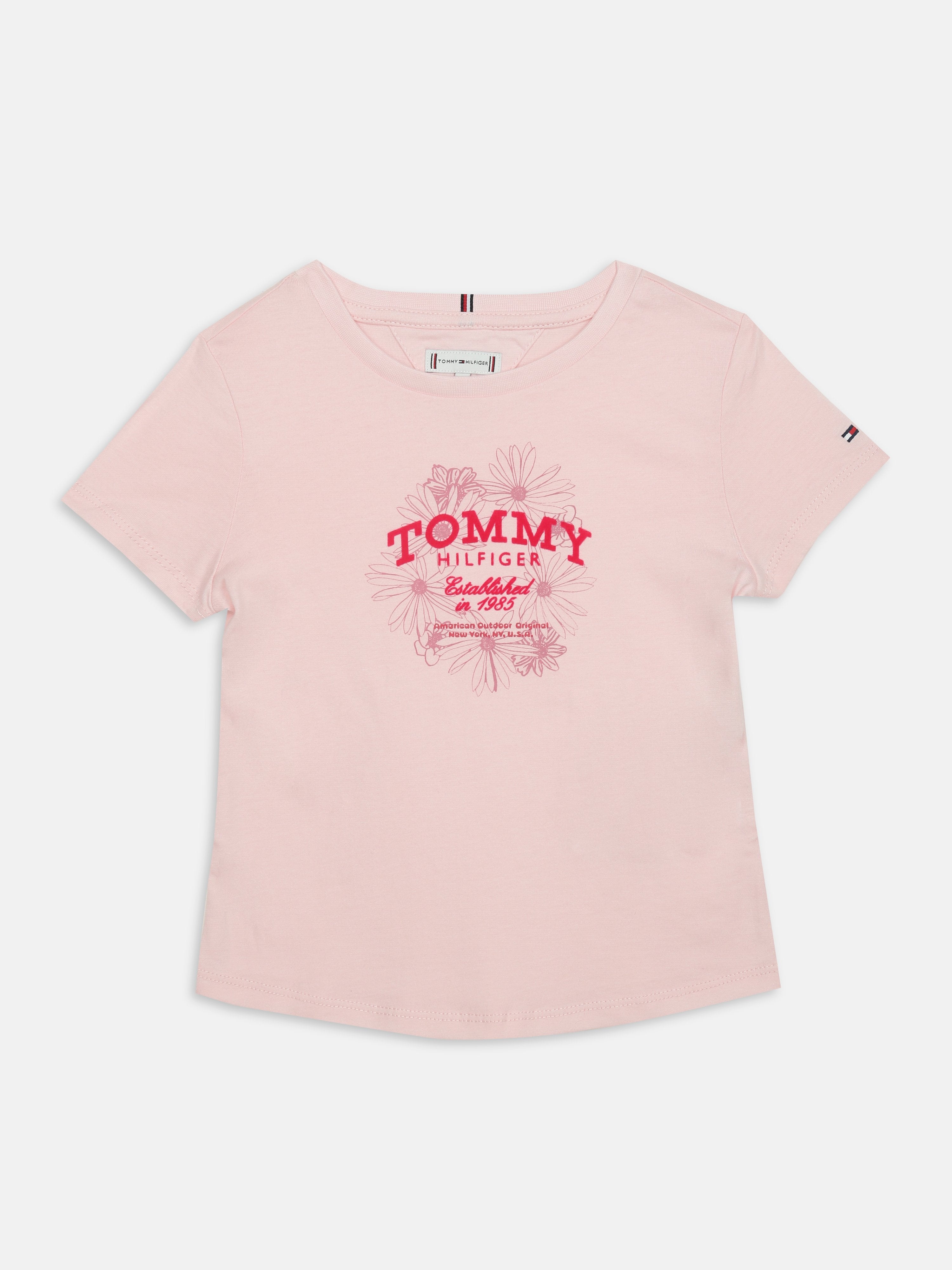 Girls Pink Graphic Cotton Knit Top Regular Fit