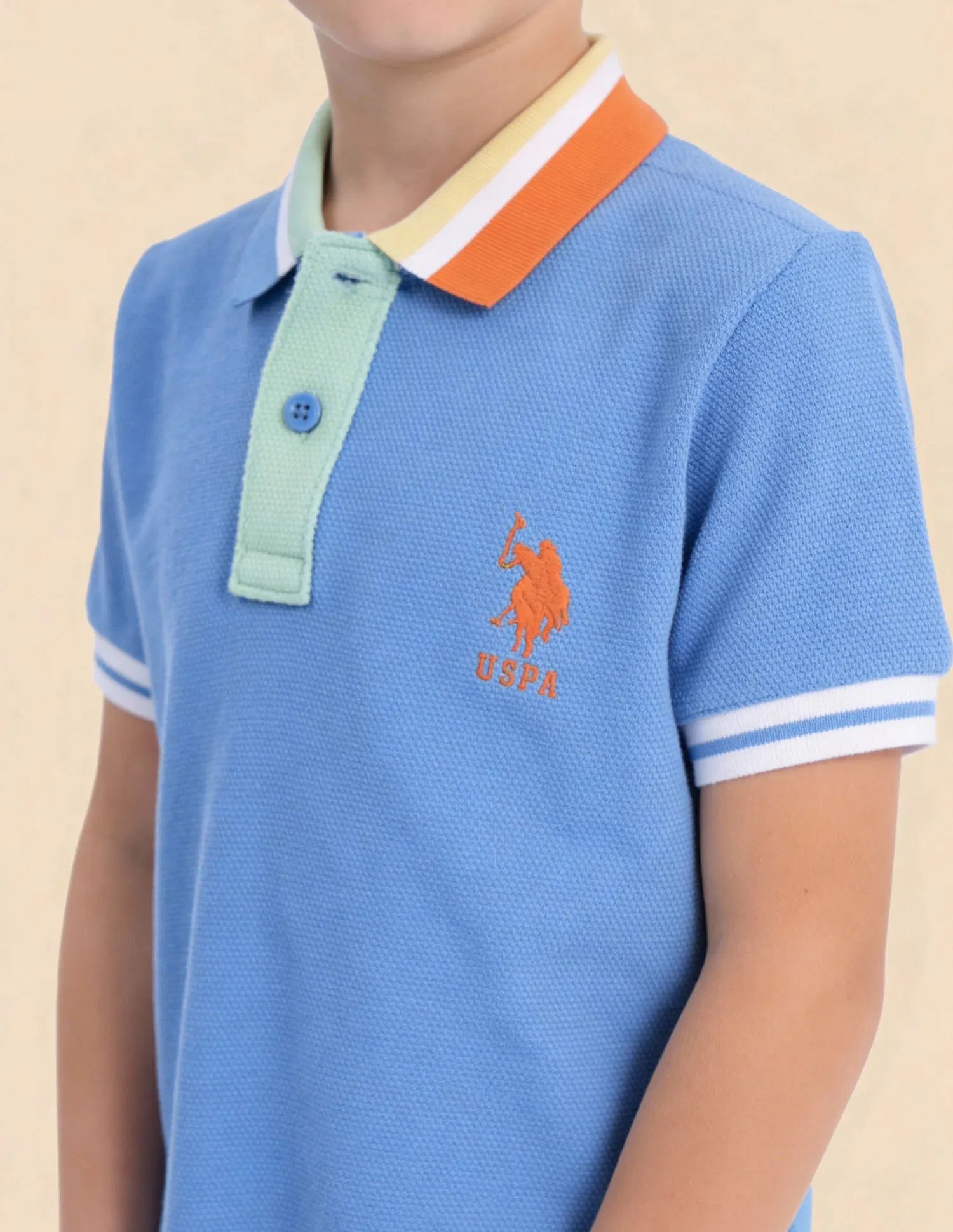 Boys Blue Cotton Solid Regular Fit Polo Shirt