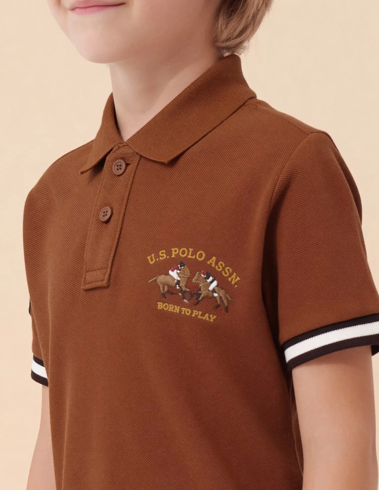 Boys Solid Cotton Polo Shirt Regular Fit