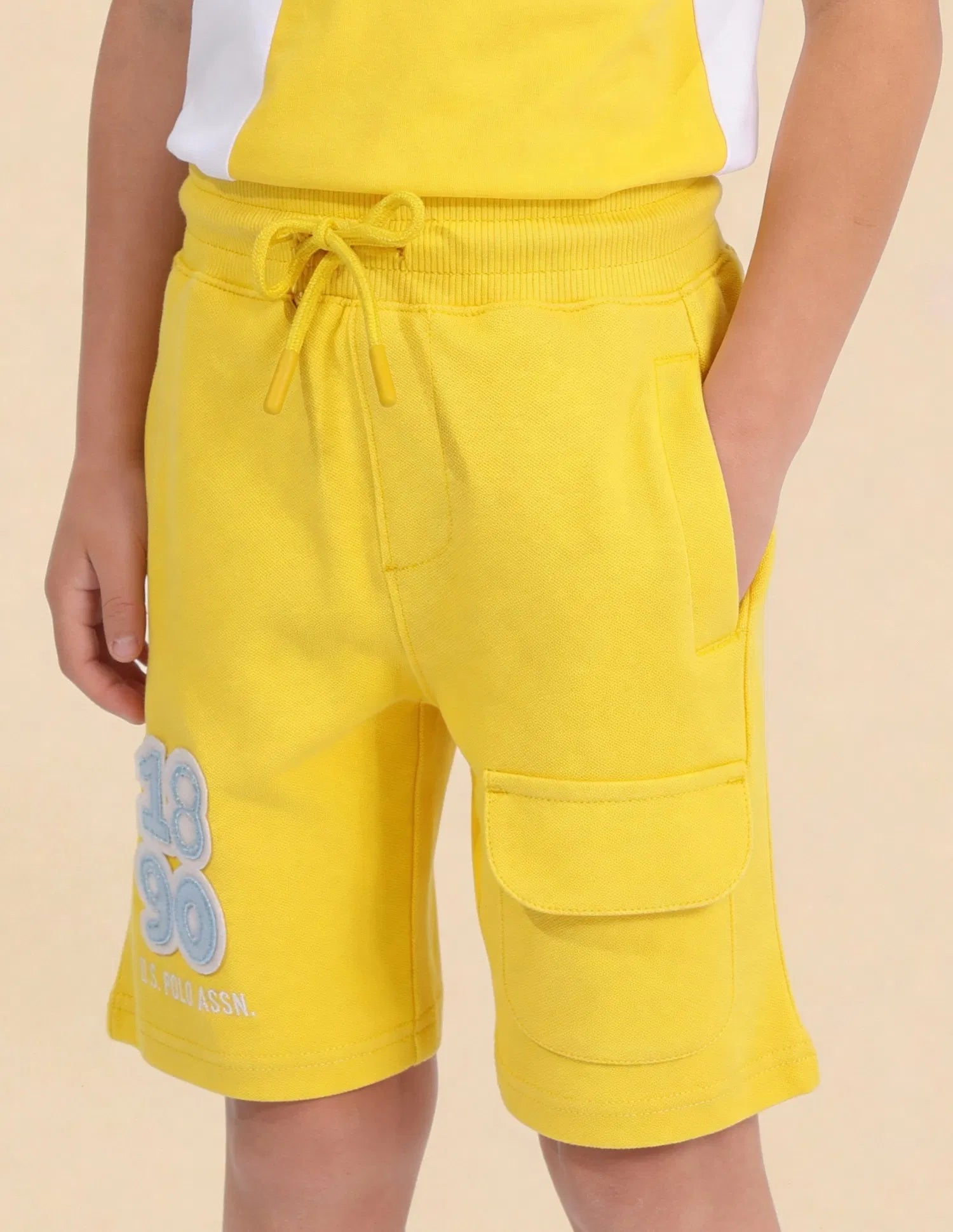 Boys Light Yellow Cotton Embroidered Shorts Regular Fit