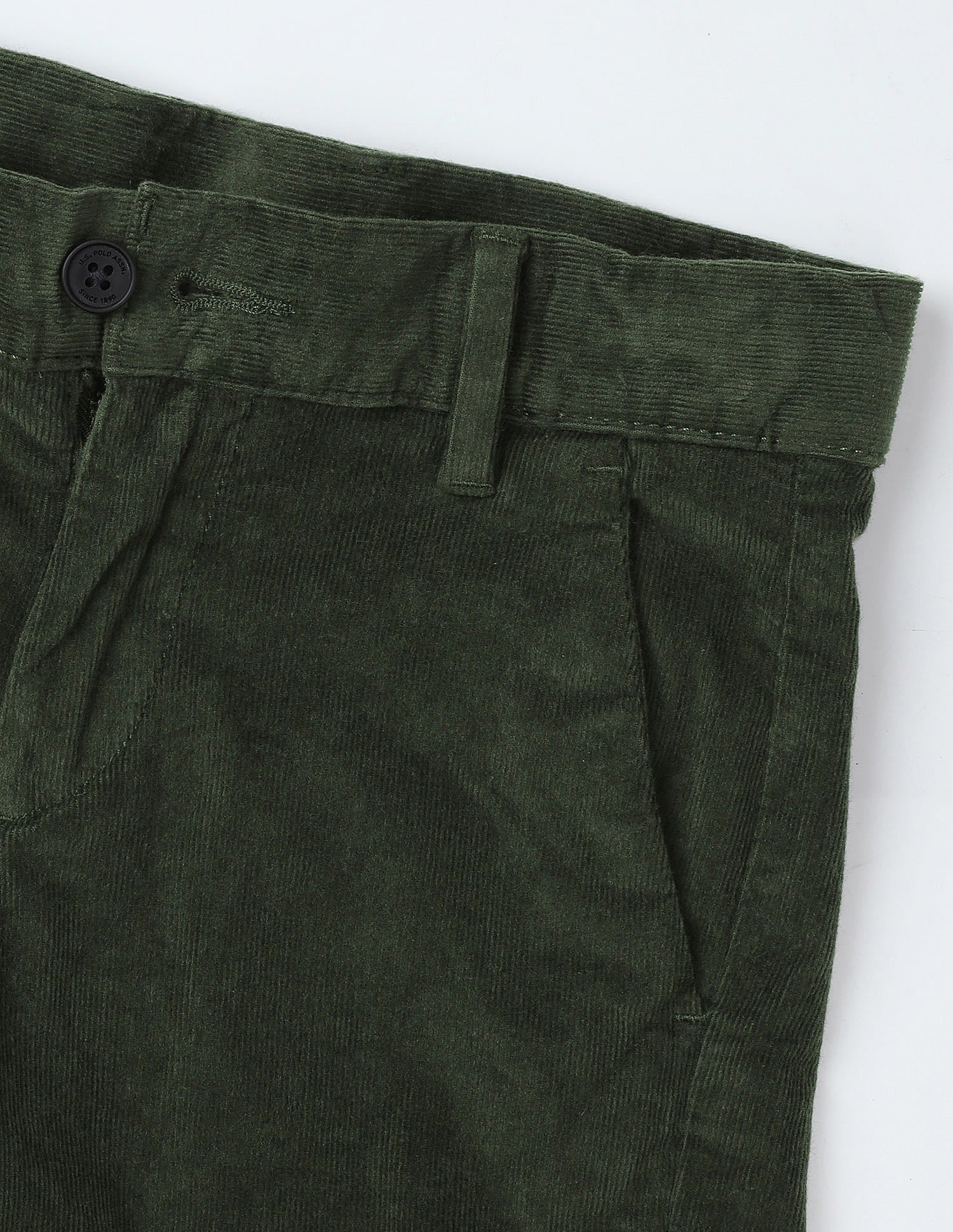 Boys Olive Cotton Corduroy Regular Fit Trousers