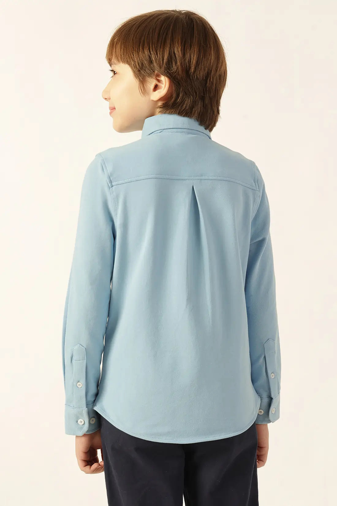 Boys Blue Pique Cotton Shirt