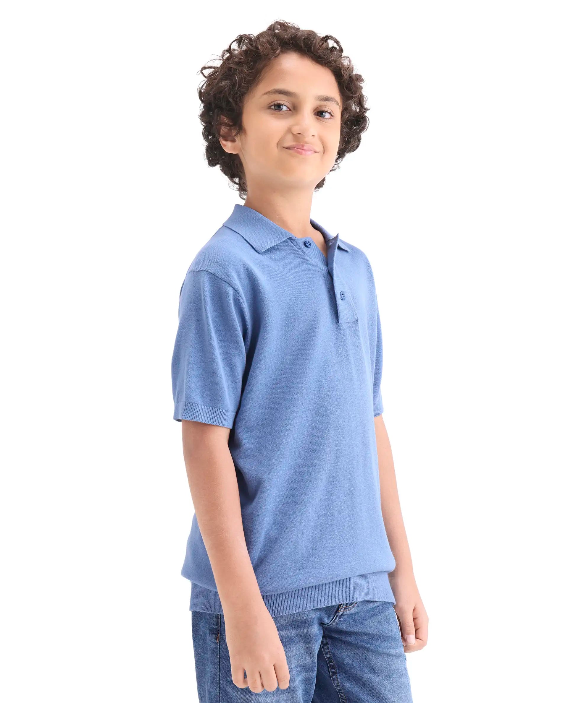Rare Ones Boys Blue Cotton Regular Fit Polo