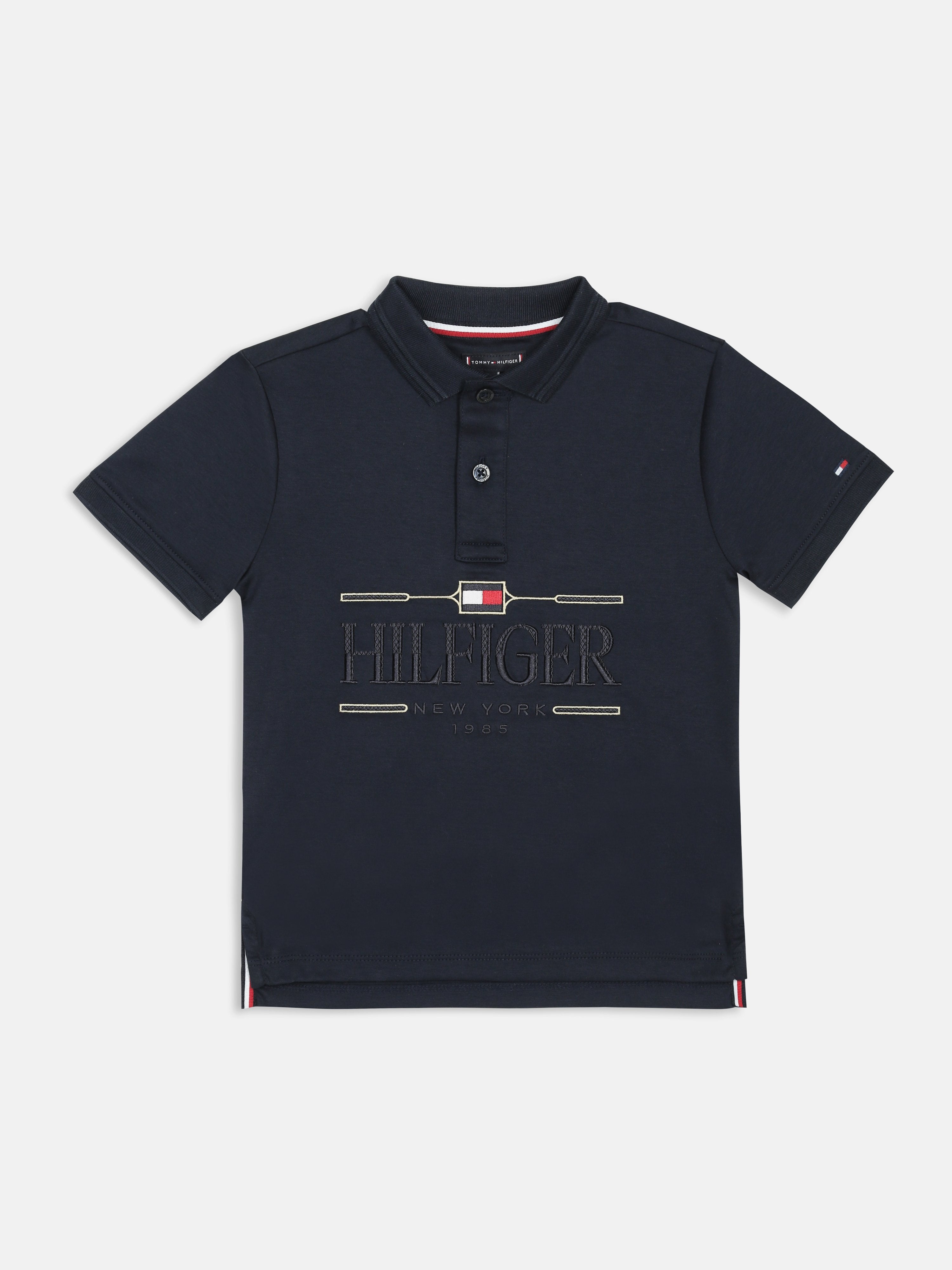 Boys White Logo Polo Collar Regular Fit Knit Top (Copy)