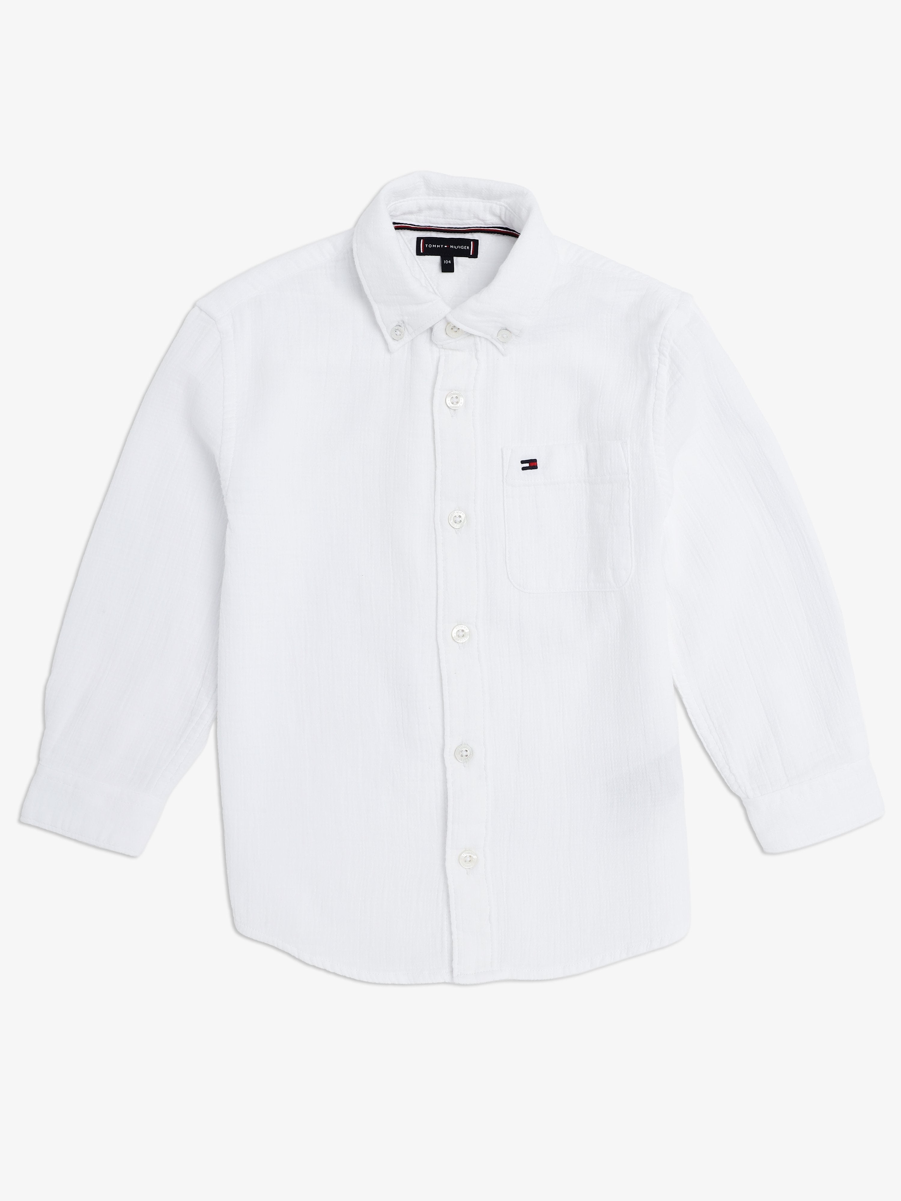Girls White Solid Cotton Casual Button-Down Shirt Top