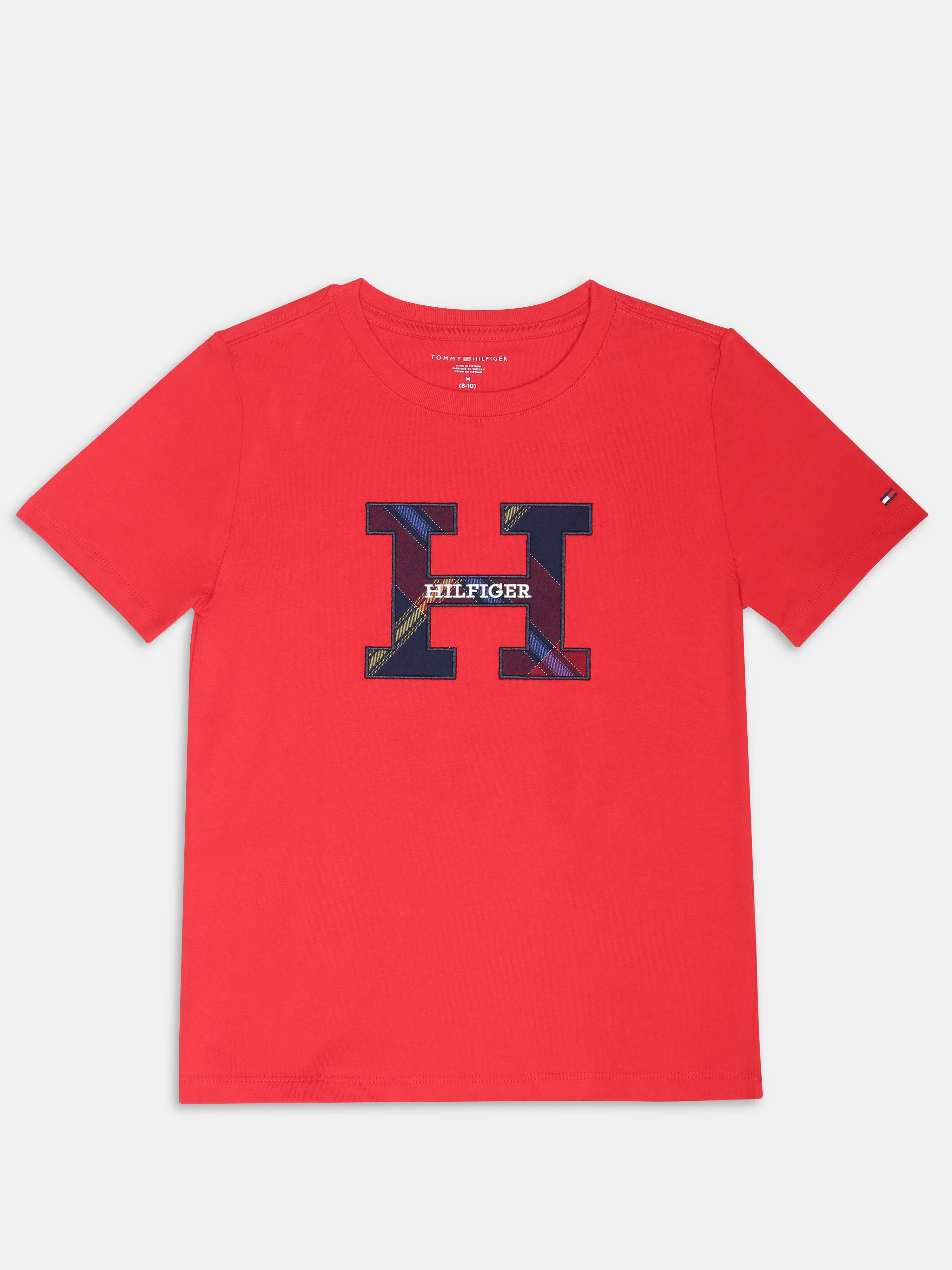 Boys Red Printed Cotton T-Shirt