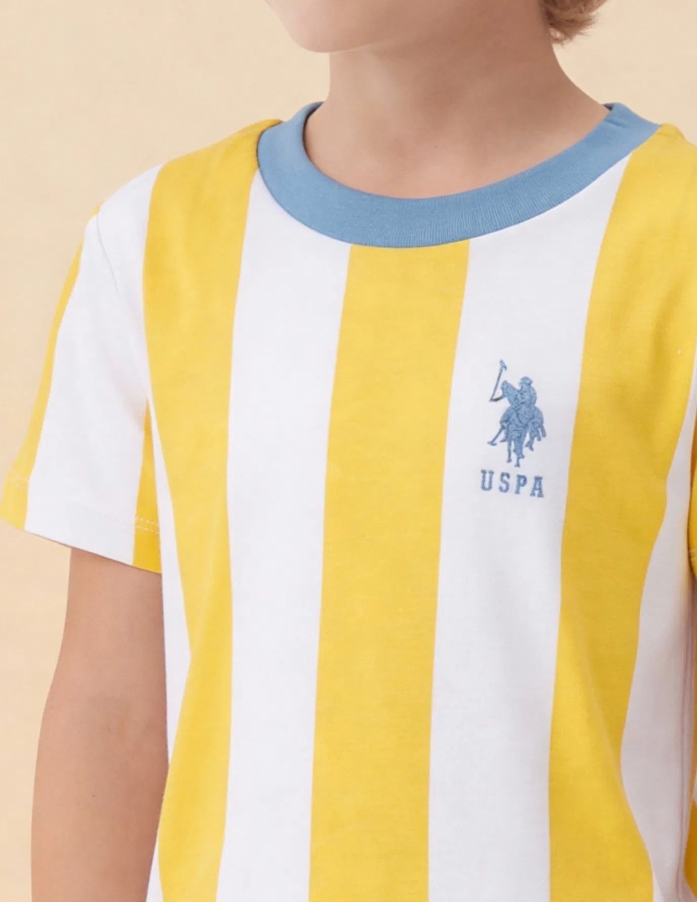 Boys Yellow Vertical Striped Cotton T-Shirt – Regular Fit