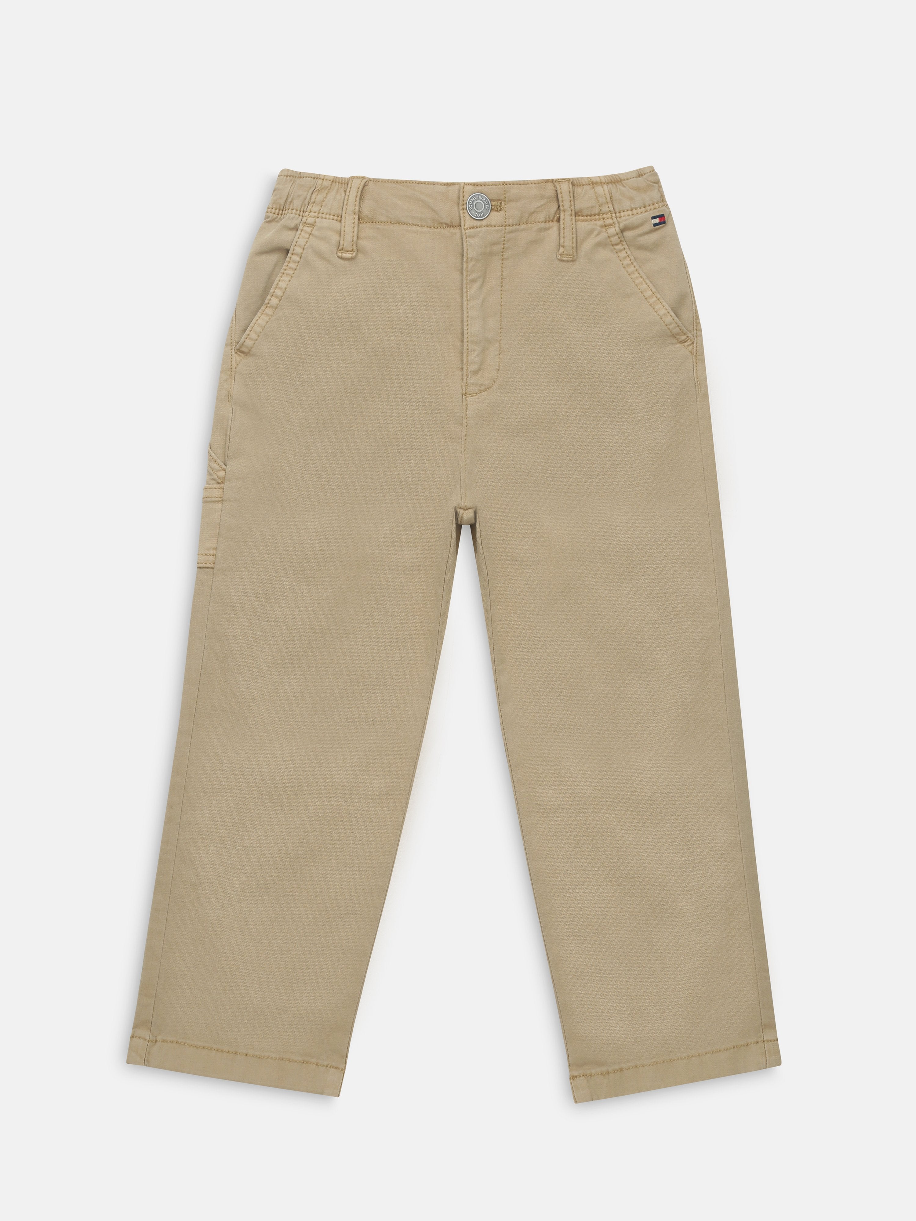 Boys Dark Dune Beige Cargo Cotton Trousers