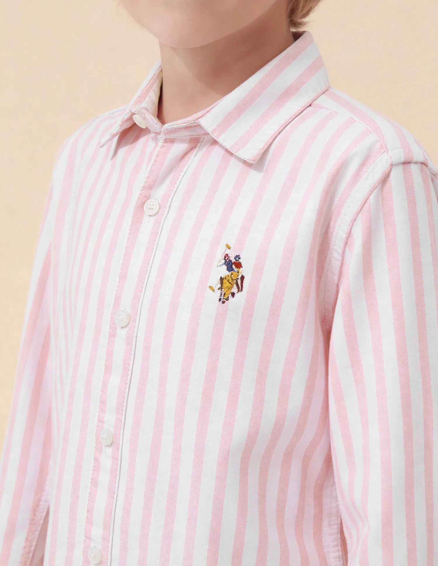 Boys Vertical Striped Cotton Oxford Shirt – Regular Fit