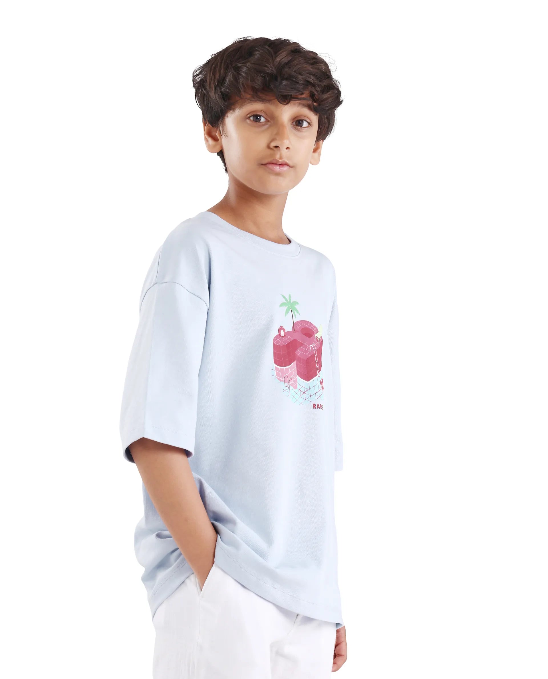 Boys Light Purple Oversized Cotton T-Shirt