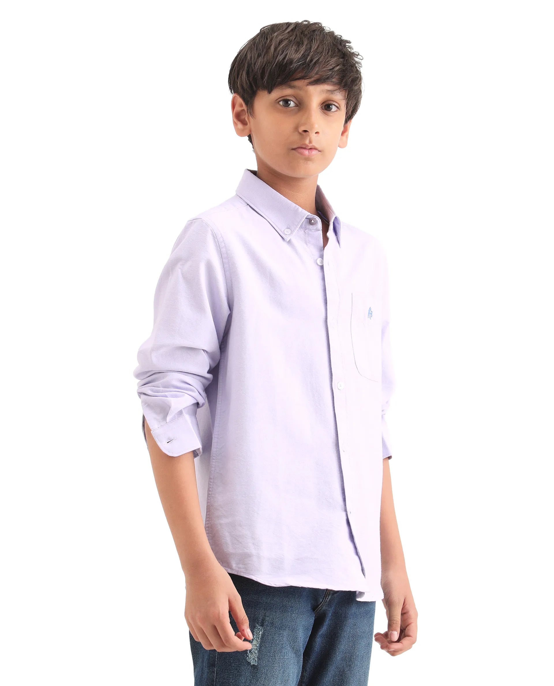 Boys Light Purple Cotton Regular Fit Shirt
