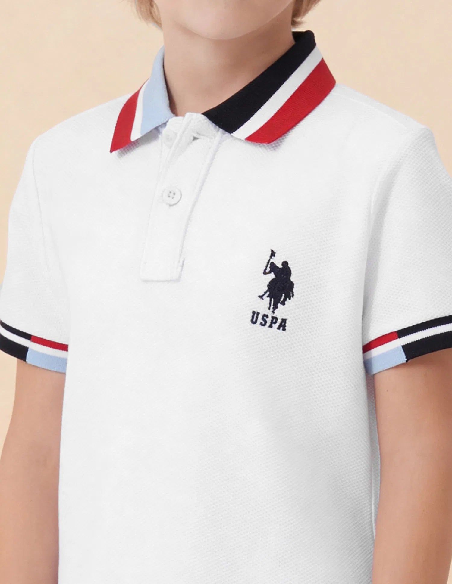 Boys White Cotton Solid Regular Fit Polo Shirt