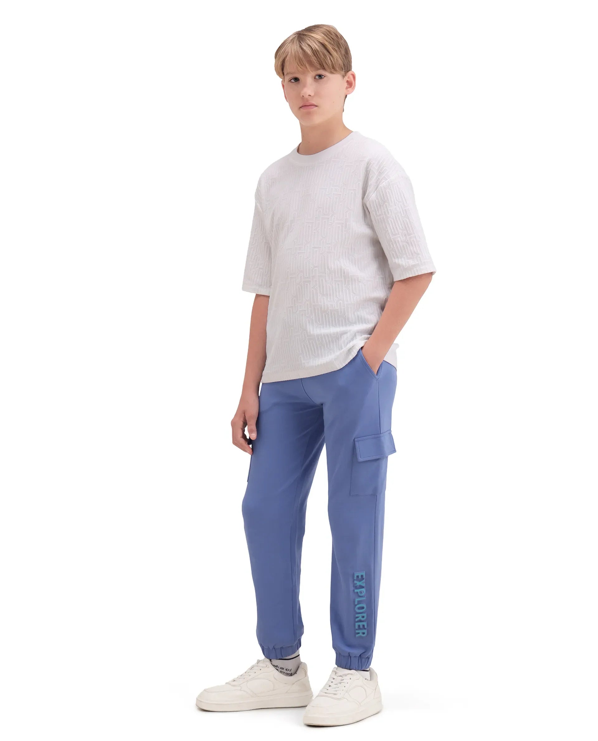 Rare Ones Boys Purple Cargo Fit Cotton Track Pant