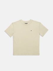 Boys Beige Printed Cotton T-Shirt