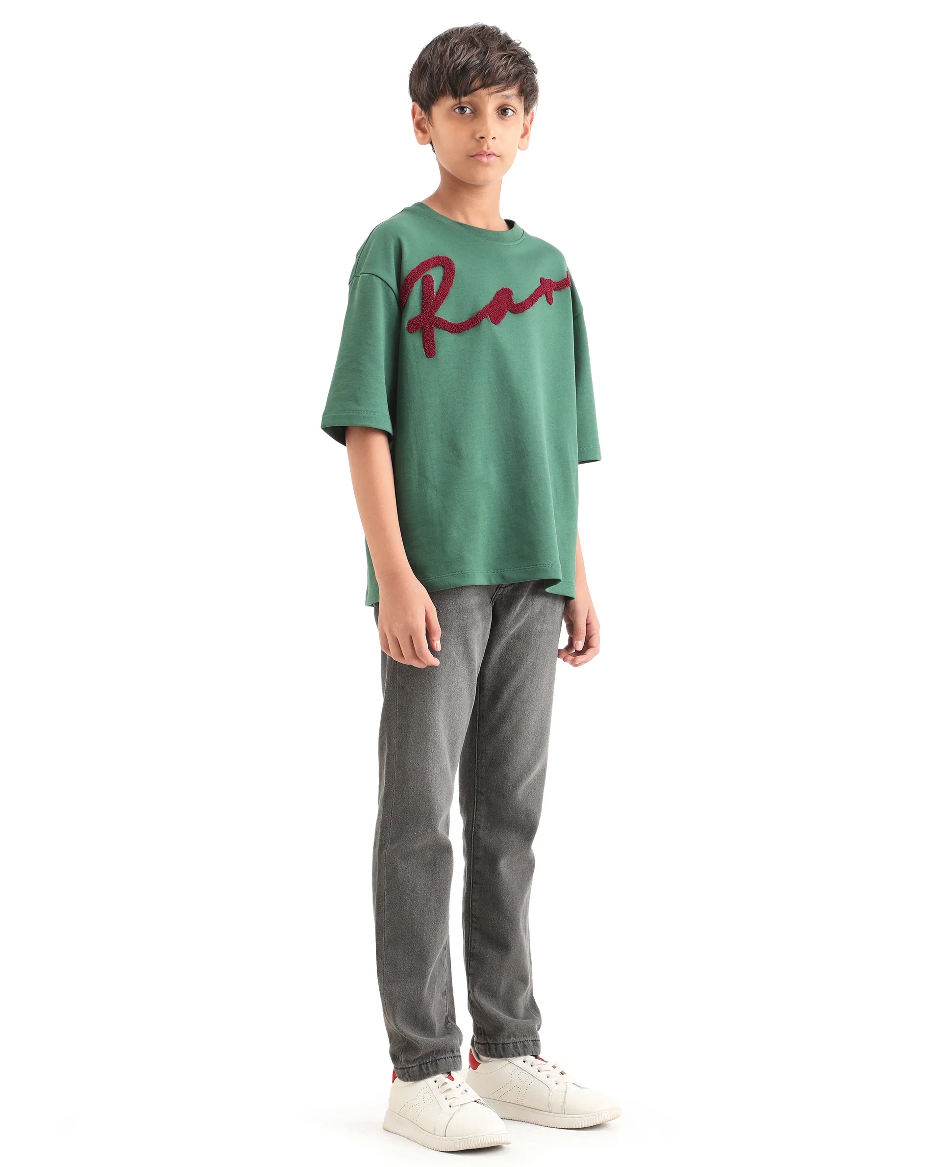 Boys Grey Slim Fit Button-Zip Cotton Jeans
