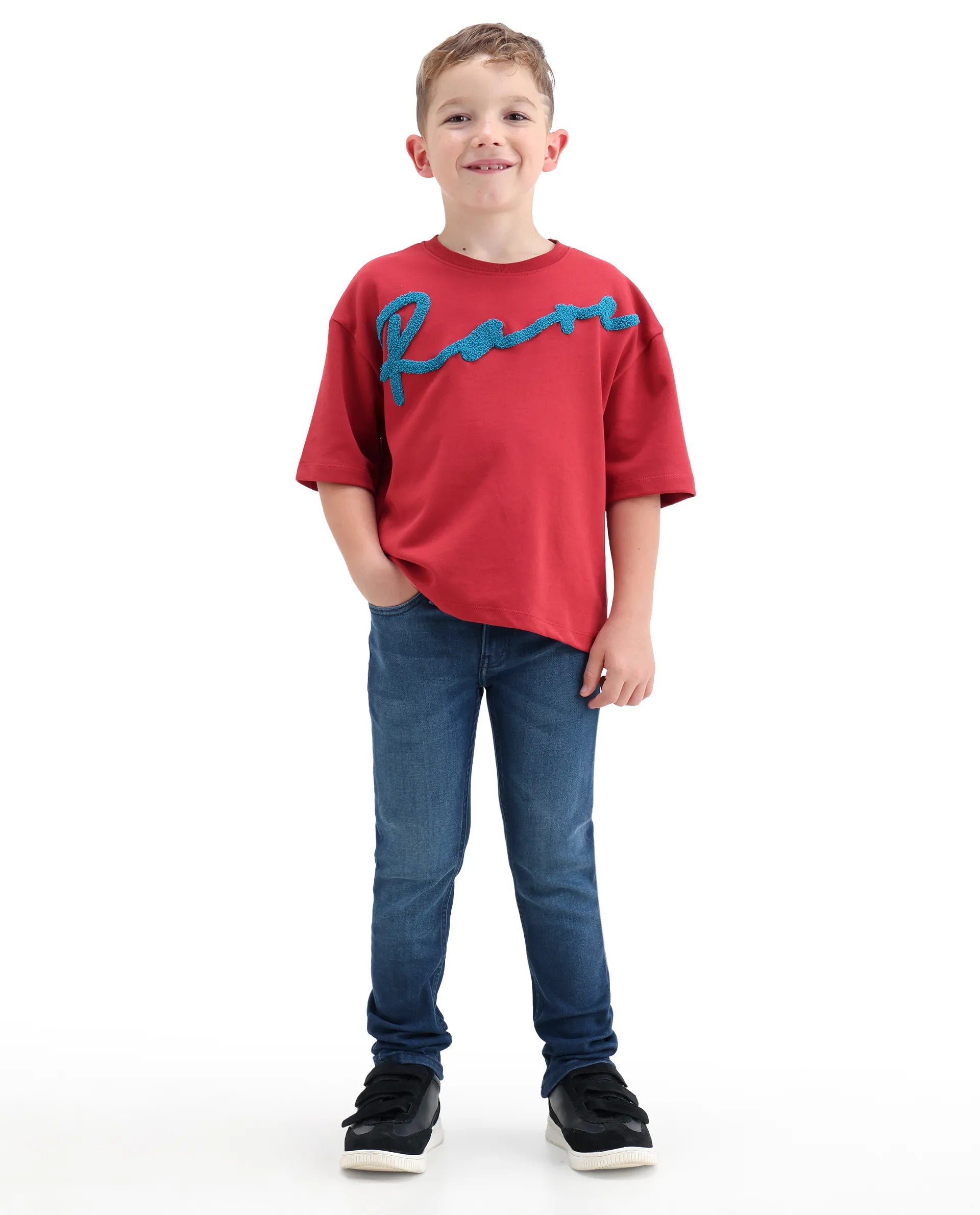 Rare Ones Boys Blue Slim Fit Cotton Blend Jeans