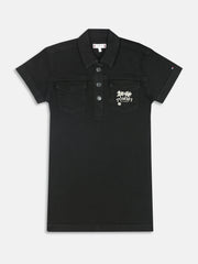 Girls Black Logo BCI Cotton Casual Shirt Dress
