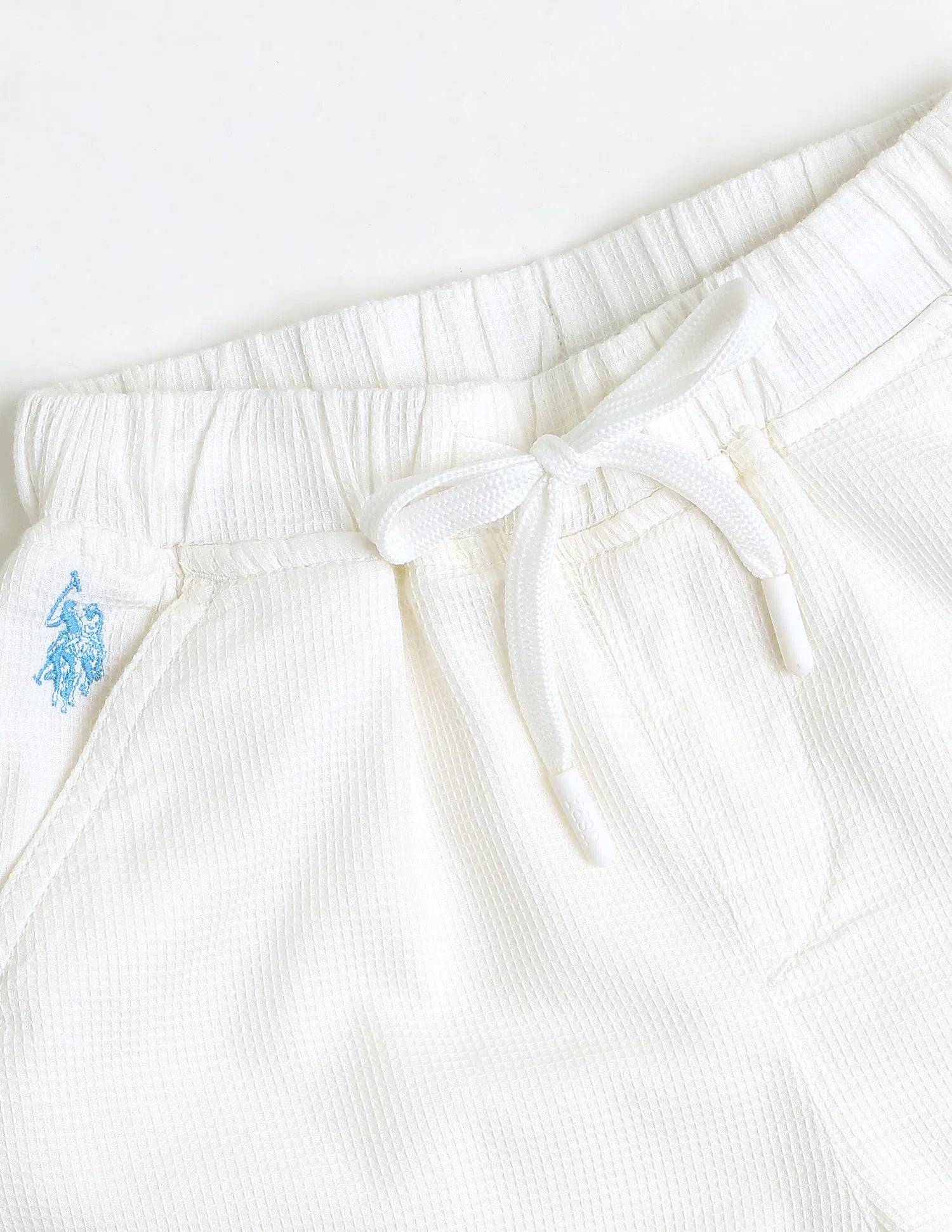 Boys White Textured Cotton Shorts Relaxed Fit