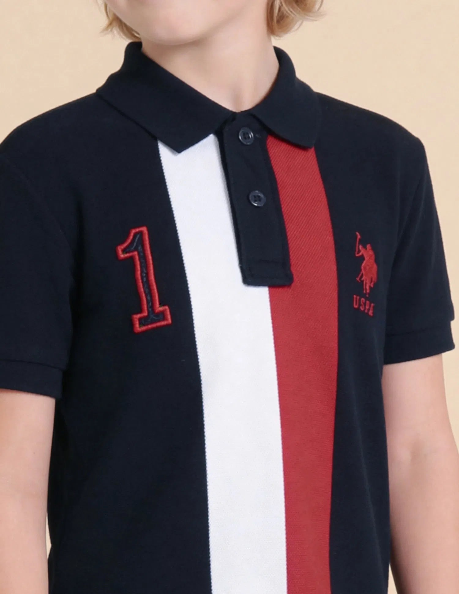 Boys Vertical Stripe Cotton Polo Shirt Regular Fit