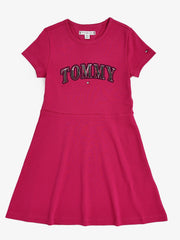 Girls Red Logo BCI Cotton Casual Knit Dress