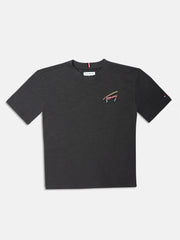 Graphic Washed Black Regenerative Cotton T-Shirt for Boys