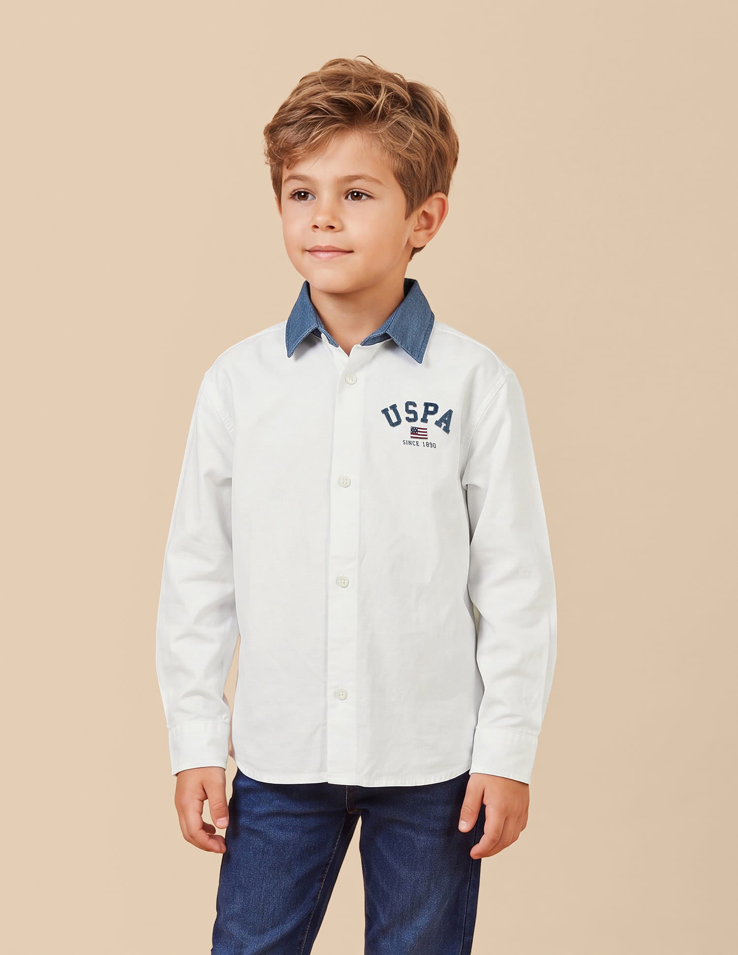 Boys White Cotton Boxy Fit Oxford Shirt
