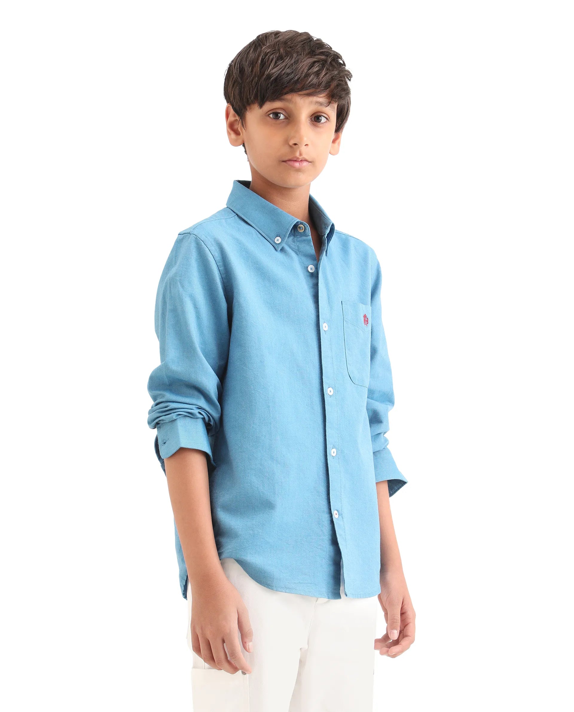 Boys Blue Cotton Regular Fit Casual Shirt