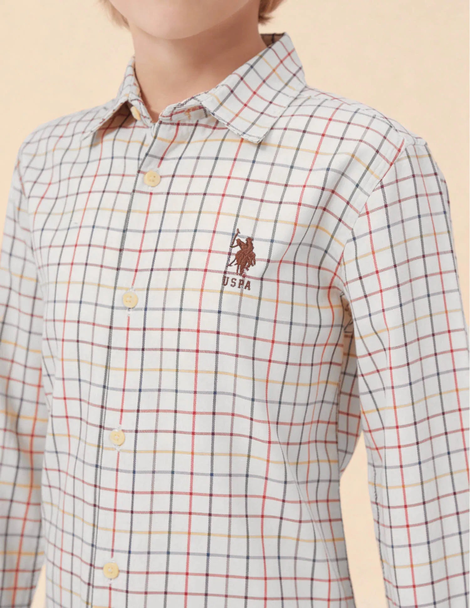 Boys Tattersall Grid Checked Cotton Twill Shirt – Regular Fit