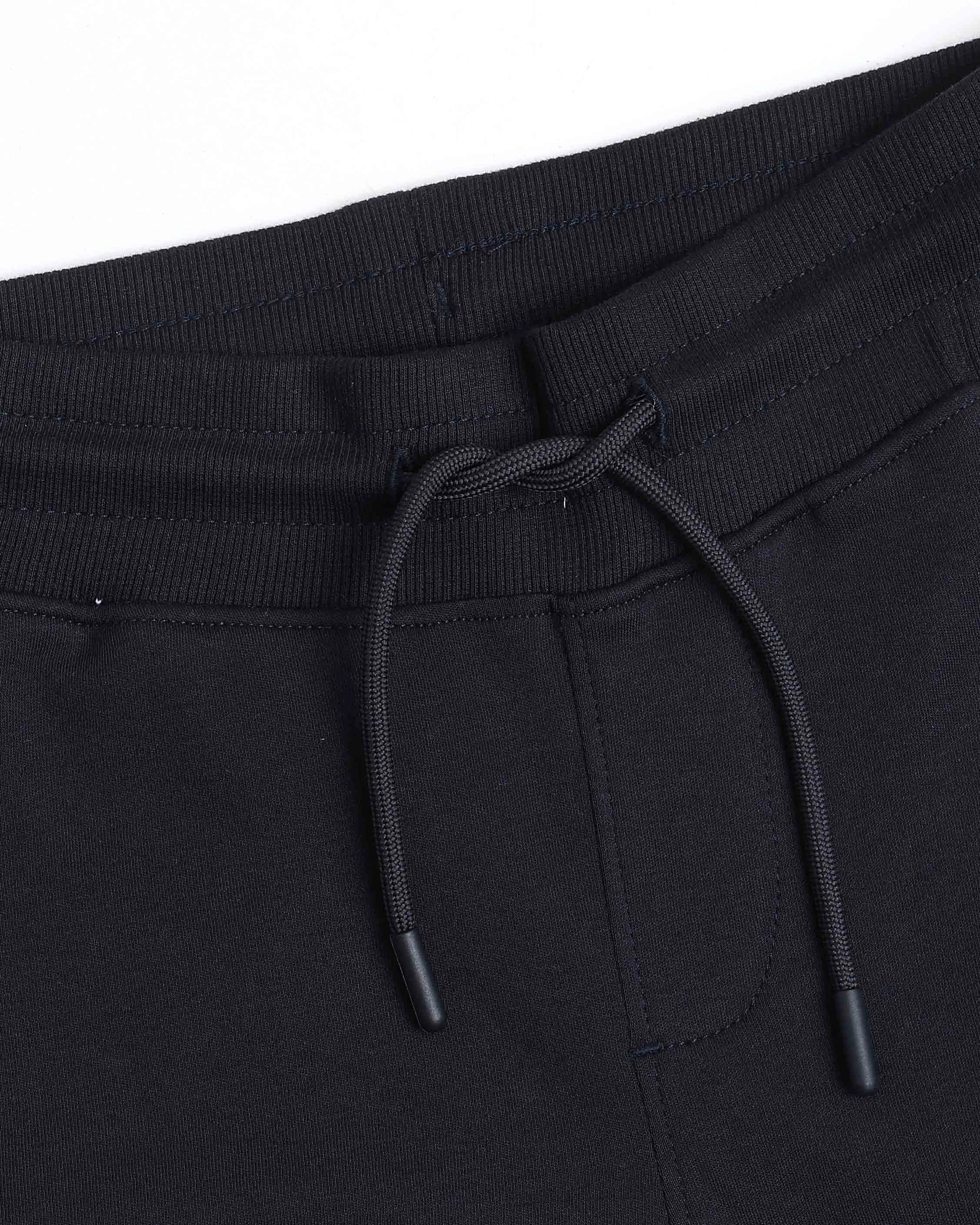 Boys Navy Cotton Solid Joggers Regular Fit