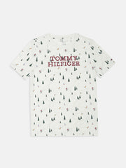 Boys Off White Printed Cotton T-Shirt