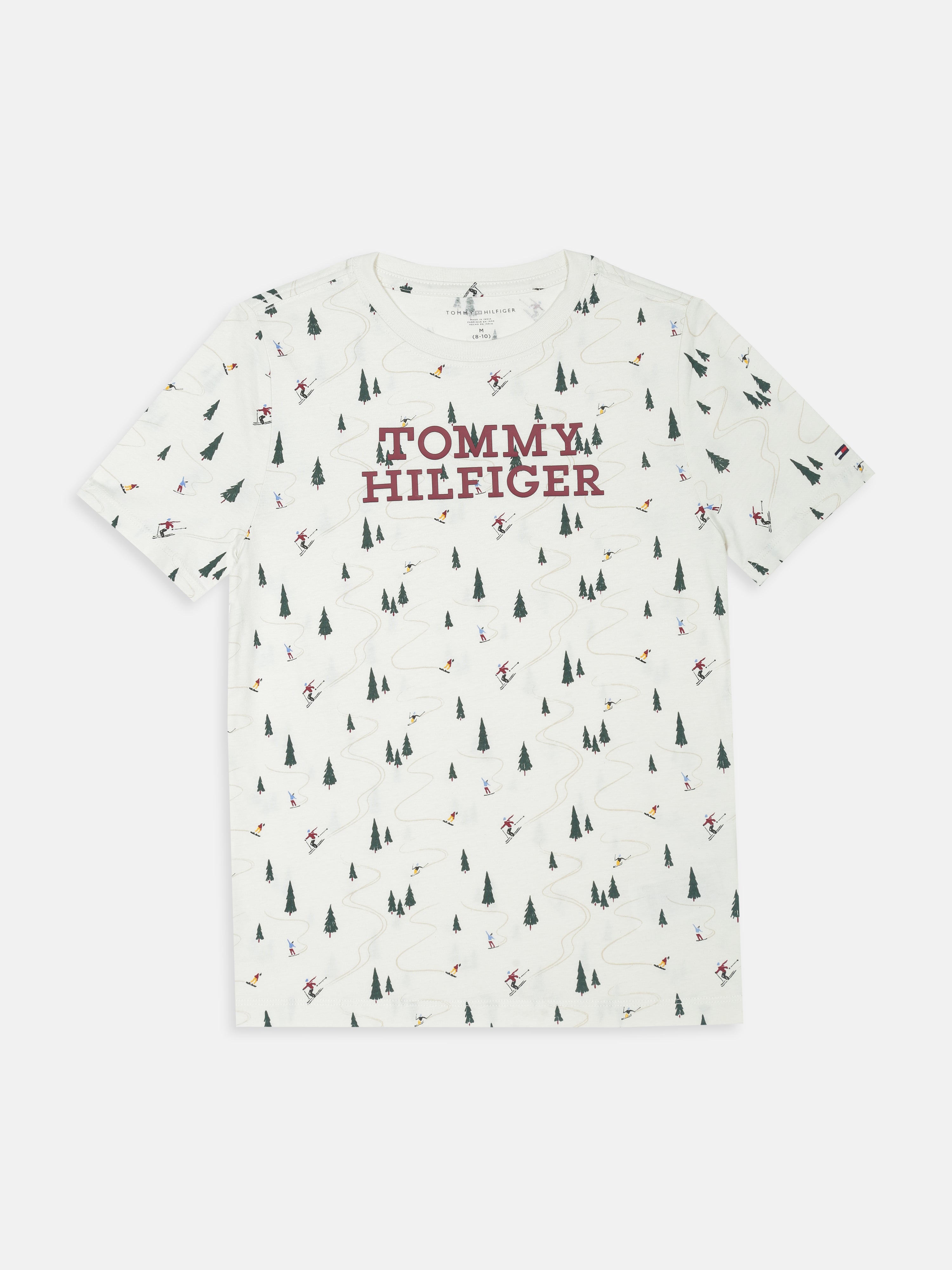 Boys Off White Printed Cotton T-Shirt